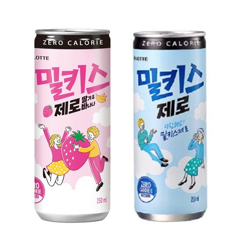 밀키스 제로 250ml 15입 + 밀키스 제로 딸기 바나나 250ml 15입, 1세트