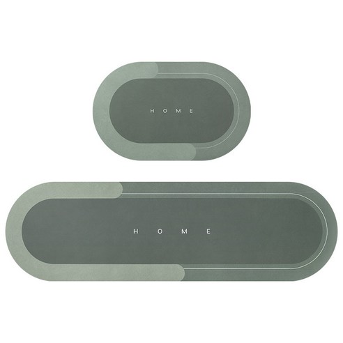 다국적 현대 가정 기름때 방지 주방 바닥 깔개 카펫 가정용 긴 흡수 미끄럼 방지 발판 ins 쿠션, 바이칼 호반(타원) - 그린