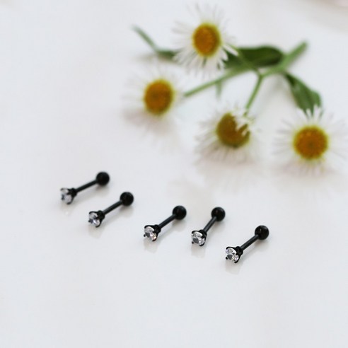 미다미 [5P세트] 3/4/5mm 클리어 크리스탈 큐빅 피어싱세트