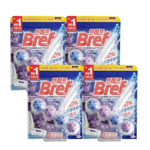 브레프 미타임 변기세정제 플로럴 라벤더향, 50g, 4개