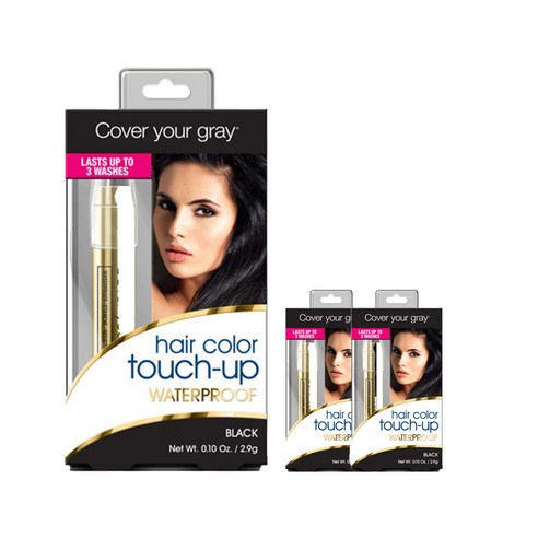 커버유어그레이 헤어 컬러 터치 업 워터프루프 2.9g, Black, 3개