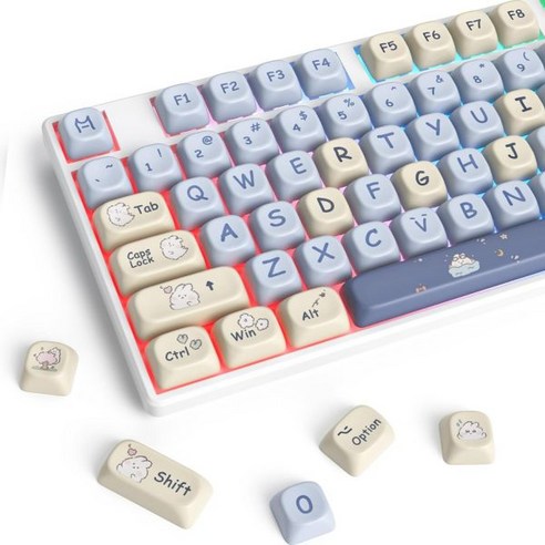 Fogruaden PBT 키캡 139 키 두유 세트 염료 승화 맞춤 XDA 프로필 체리 가테론 MX 스위치 기계식 키보드용 귀여운, BlueRabbits