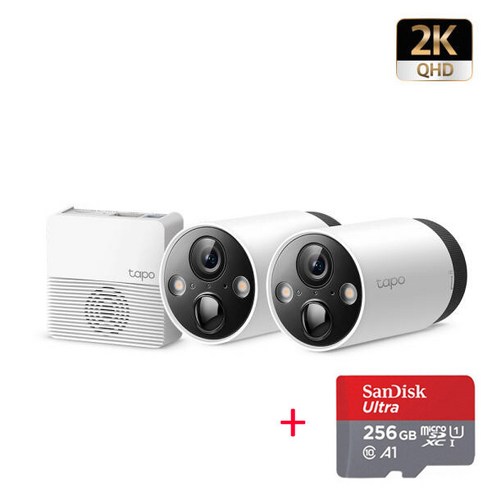 티피링크 Tapo C420S2 400만화소 가정용 홈 CCTV 무선 배터리타입 카메라(2개) + micro SD 카드 256GB(1개)