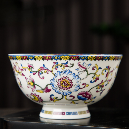 Jingdezhen-에나멜 세라믹 그릇 궁전 럭셔리 본 차이나 국수 그릇 중국 스타일 샐러드 그릇 세라믹 식기 선물, 4_6 inch