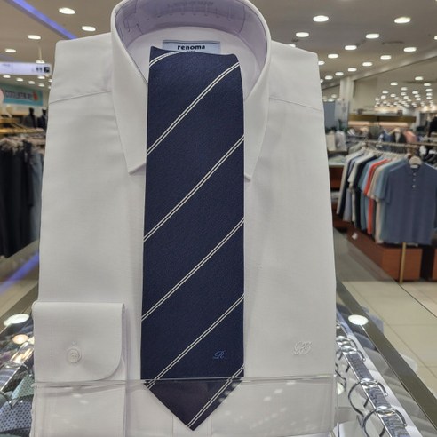 레노마셔츠 두줄 스트라이프 패턴 넥타이 VNSTRP021