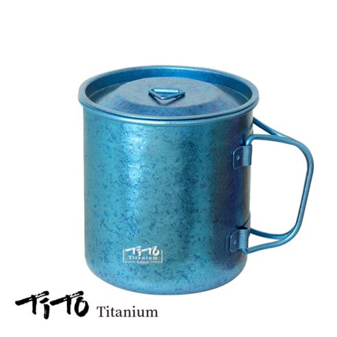 티토 티타늄 캠핑 싱글 머그컵 450ml, 블루, 1개