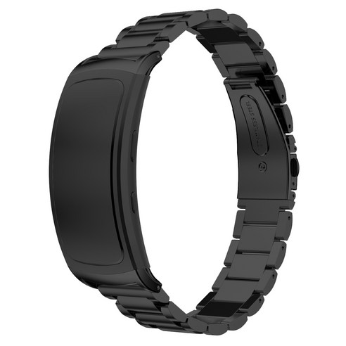 Samsung Gear Fit 2 Pro 시계 스트랩 교체용 고급 스테인리스 스틸 시계 밴드 삼성 Gear Fit2 시계 밴드용 팔찌, Black