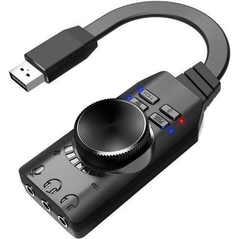 게임 사운드 카드 가상 7.1 외장 볼륨 조절이 가능한 USB 오디오 인터페이스 드라이버 무료 Dac 칩에 내장된 허브 헤드셋용 다기능 모듈