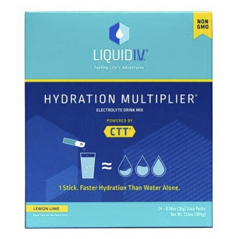 Liquid IV 하이드레이션 멀티플라이어 전해질 드링크 믹스 레몬 라임, 16g, 24개, 1개