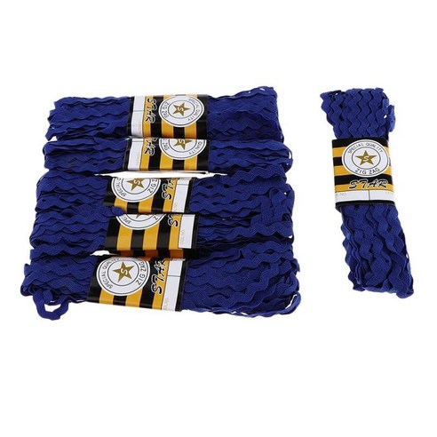6pcs 15Yd 물결 모양의 트림 크로 셰 뜨개질 웨딩 아플리케 모자를 쓰고 있죠 리본 드레스 재봉 테이프 공예 옷, 블루, 설명