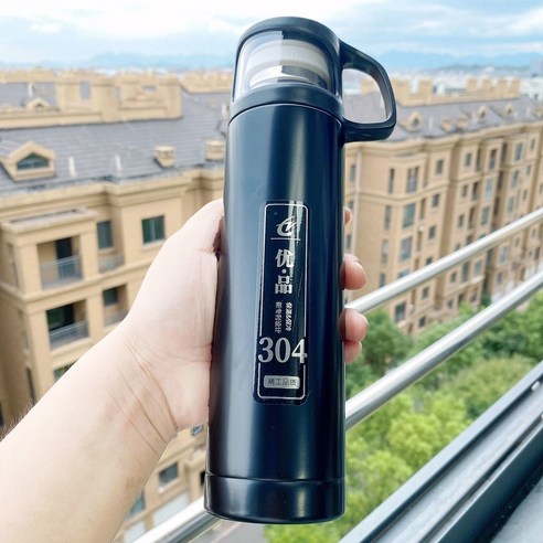 304 보온병 컵 핸디 컵 대용량 여성용 남성용 주전자 휴대용 컵 냄비의 한국어 버전, 304 500ML 블랙