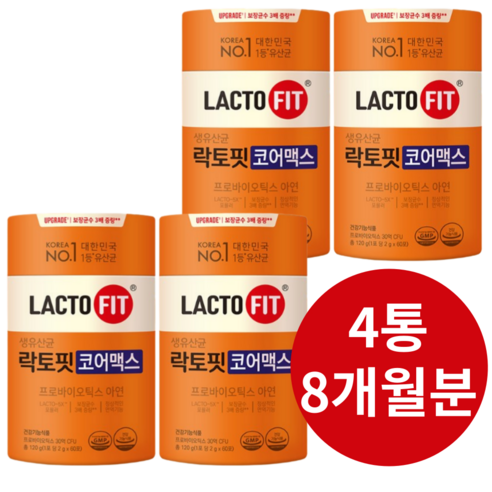 락토핏 코어맥스 LACTOFIT 락토픽 유산균 아연 프로바이오틱스 건강한 장 장에좋은 필수 유산균, 480g, 2세트