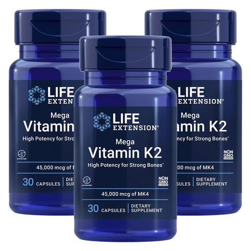 라이프익스텐션 메가 비타민 K2 MK4 45000mcg 캡슐, 30정, 3개