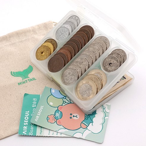 일본여행 동전지갑 양면케이스 지폐카드보관 민트테일 전용파우치 포함