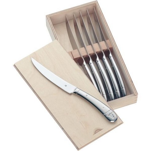 WMF 독일스테이크 고기 나이프 칼 세트 6피스, Without engraving, With wooden box