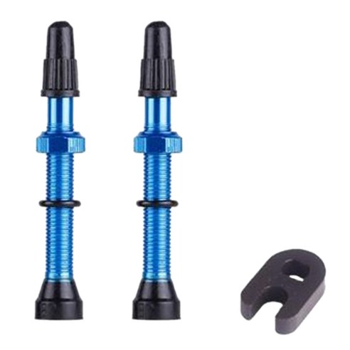 1Pair 자전거 60mm 도로 자전거 튜브 타이어 용 밸브 황동 코어 합금 줄기 튜브리스 밀봉 제 호환, 하나, 푸른