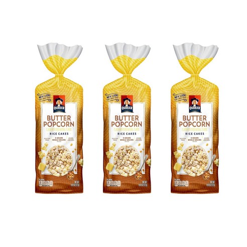 퀘이커 라이스 케이크 버터 팝콘, 127g, 3개