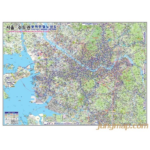서울수도권 광역전철 노선도 소-중-대 지하철노선도 전철지도, 대형210x150cm롤스크린형(천재질)