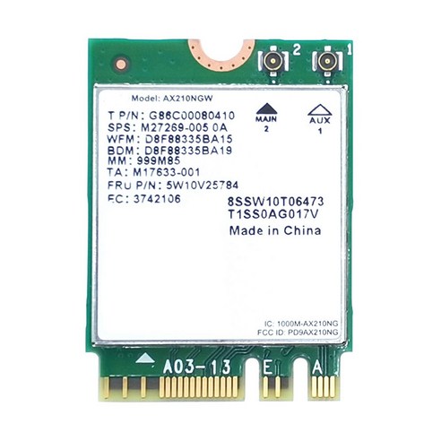 듀얼 밴드 Wi-Fi 6E AX210 M.2 NGFF WIFI 카드 인텔 AX210ngw 2.4GHz / 5G 802.11AX Bluetooth 5.2 무선 네트워크 카드, 보여진 바와 같이, 하나