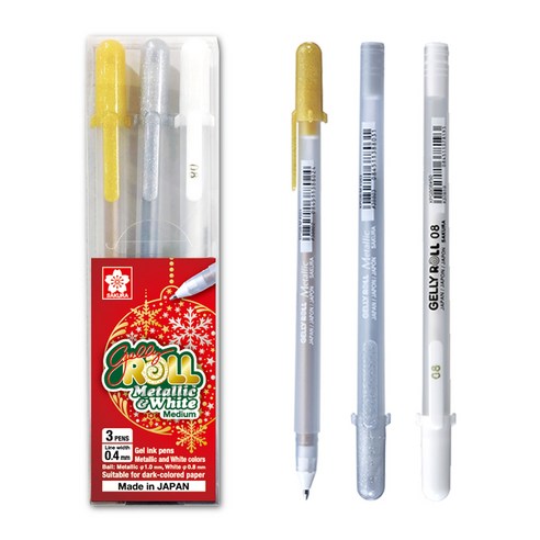 제브라 겔리롤 펄 메탈 젤 볼펜 (금색+은색+흰색) 3색 세트