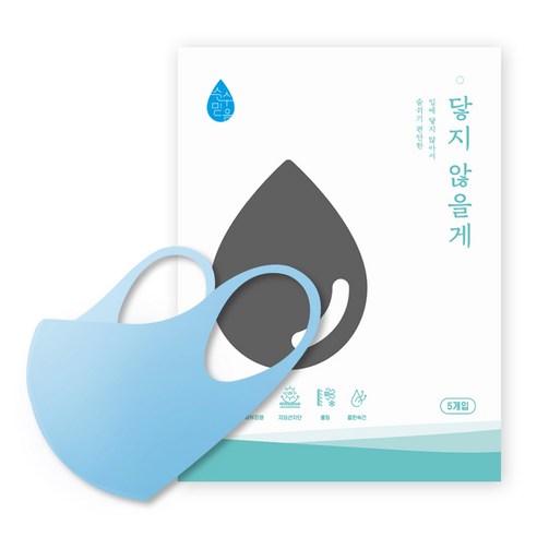 순수믿음 닿지않을게 비말차단 마스크 5매, 1개, 블루L (성인남녀/청소년)