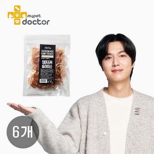 [마이펫닥터] 강아지 수제 간식 4종 오리날개/ 오리목뼈/ 오리도가니/ 돼지귀슬라이스, 100g, 6개