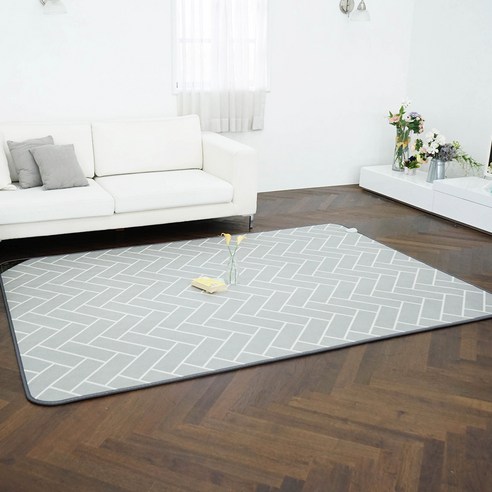 고급스러움과 따스함의 완벽 조화: 헤링본 그레이 온수매트 카페트