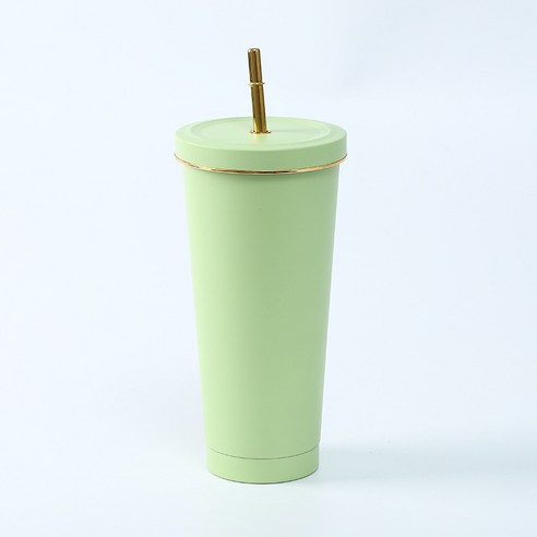 750ml스테인레스 스틸 밀짚 컵 더블 진공 커피 컵 보온컵, 밝은 녹색 프놈펜, 500ml