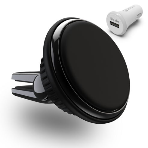 블랙홀 자석거치대 차량용 핸드폰 태블릿 아이패드 스마트폰 QC3.0 차량용 고속충전기, 1개, 샤인 블랙, 블랙홀 초강력 거치대+퀄컴3.0 고속충전기 아이폰8핀