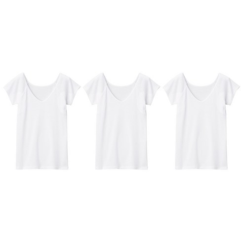 무인양품 MUJI 여성 산뜻한 면 땀 흡수 패드 프렌치 슬리브 3장 세트