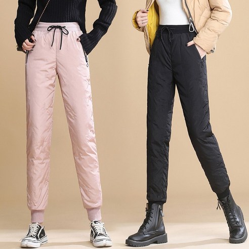【DF】리얼 샷 바지 여성 겉옷 패션 새로운 높은 허리 바지 두꺼운 양털 바지 열 코튼 바지
