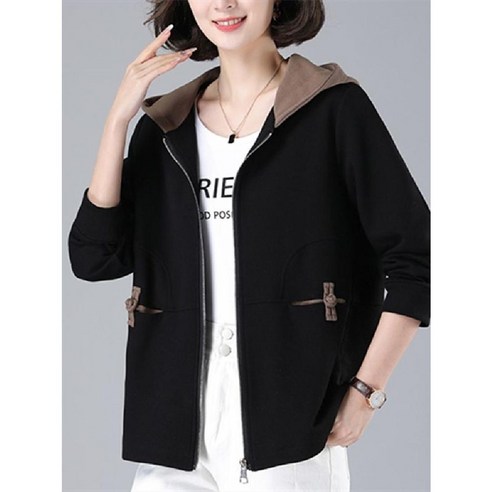 HEYU 여성 봄가을 30대 40대 50대 세미 점퍼 빅사이즈 긴팔 아우터 자켓 L~5XL