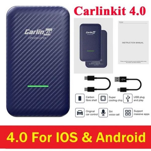 CarlinKit 5.0 자동 박스 무선 카플레이 어댑터 유선-무선 안드로이드 스마트 Ai 와이파이 블루투스 연결, [01] 1PCS, [02] Carlinkit 4.0