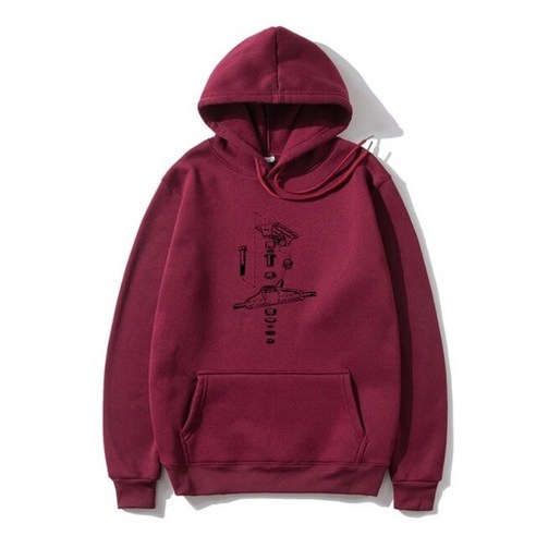 스케이트보드 재미있는 디자인 보더 보드 바퀴 트럭 테이프 램프 남성용 남성 겉옷, 04 Burgundy_07 XXXL