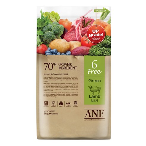 ANF 전연령 독 식스프리 그린 건식사료, 양, 6kg, 1개