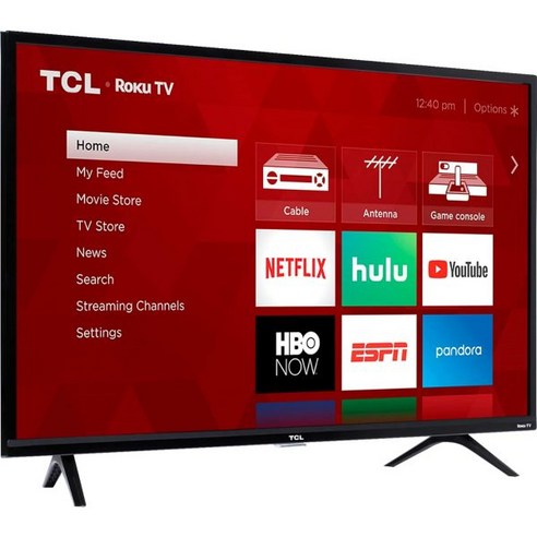 TCL 40인치 1080p 스마트 LED 로쿠 TV 40S325 2019 모델 블랙, 40-Inch, TV only