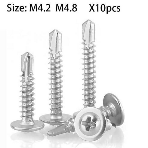 미니나사 나사 M42 M48 410 스테인레스 스틸 대형 플랫 셀프 판금 고정용 10, M4.2, 25mm, 1개