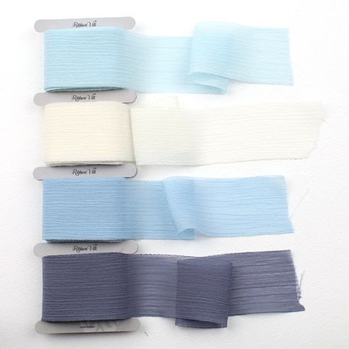 리본빌 쉬폰 리본끈 세트 주름 리본(4색 3마씩), I.울트라마린(Ultramarine)