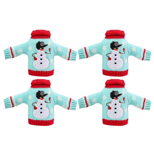 Monland 4 pcs 크리스마스 와인 병 커버 휴일 파티에 대 한 재사용 가능한 옷 스웨터 홈 인테리어 눈사람, 그림과 같이 - 눈사람