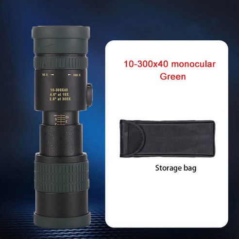 Upgraded Powerful Monocular Long Range Telescope 10-300x40mm 8-24X30mm HD Portable Zoom Telescope wi, 10-300x40Green, 하나