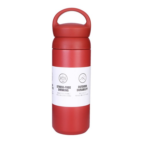 KORELAN500ml 휴대용 보온컵 남녀 304 스테인리스강 핸드컵 원숙풍 커피잔, 빨강, 350ml