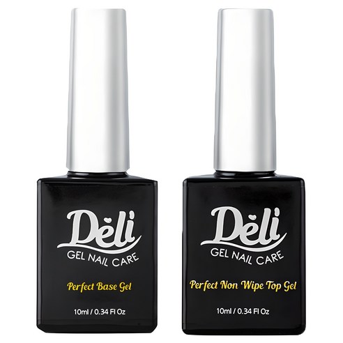 델리뷰티 퍼펙트 베이스젤 10ml + 논와이프 탑 젤 10ml 세트, 혼합 색상, 1개