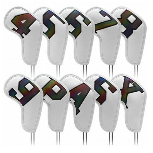 골프 아이언 클럽 헤드 커버 10pcs, 홀로그램 화이트, 10개