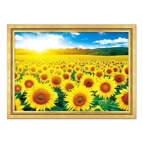 (PS) 해바라기 들판의 햇살 직소 퍼즐 풍경 꽃 액자패키지, 500피스, 그레이스골드