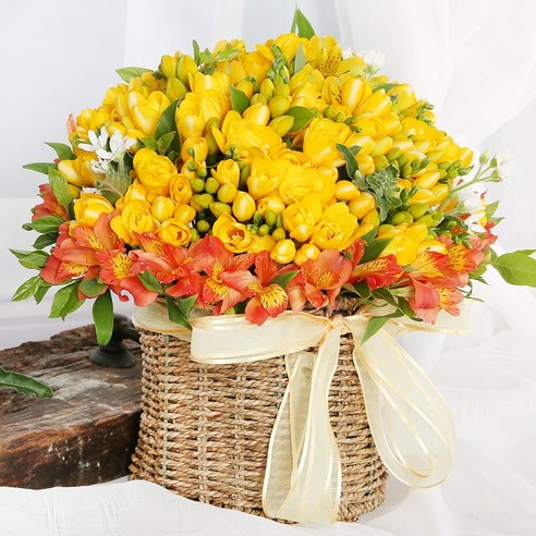 프리지아 꽃바구니로 특별한 날을 더욱 특별하게