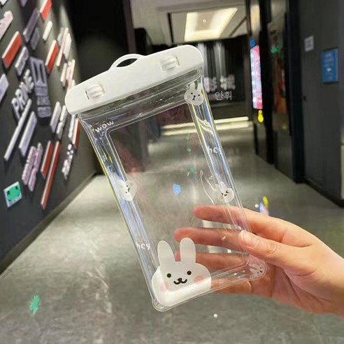 ZZJJC 캐릭터 크로스폰 방수팩 터치스크린 잠수가방 밀폐팩 수영표류포켓온천, 원버튼 큐티 토끼, 원메이크업(하나뿐)