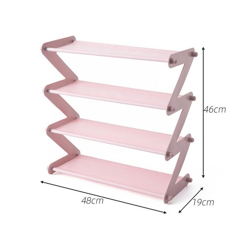[SW] DIY 어셈블리 6 레이어 Stackable Shoe Organizer 구두 선반 구두 랙 스탠드 공간 절약 구두 행거 구두 상자 캐비닛 스토리지 랙, light pink