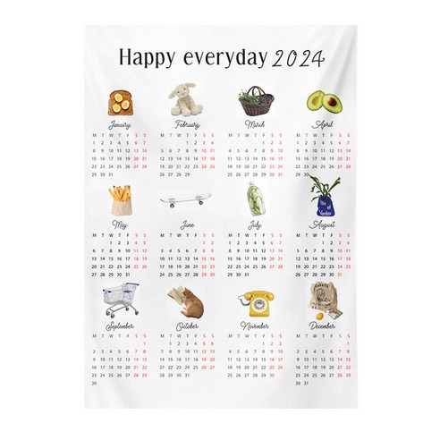 2024년 인테리어 데코 포스터 달력, Happy everyday, 2개