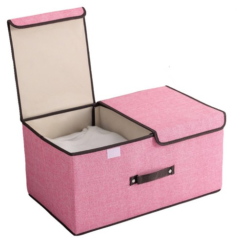 다이켄 패브릭리빙박스 다용도수납함 접이식 수납함, 핑크 × 2개, 스몰