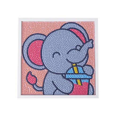 MYTOYS 액자형 귀여운 보석십자수 15 x 15 cm, 쥬스코끼리, 1개